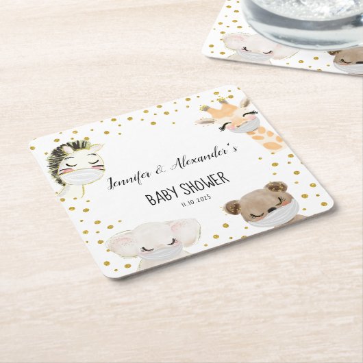 Baby shower kartonnen onderzetters (Schuin)