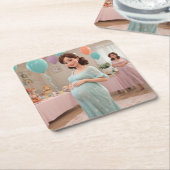 Baby shower kartonnen onderzetters (Schuin)