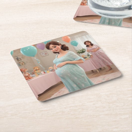 Baby shower kartonnen onderzetters (Schuin)