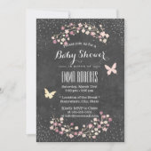 Baby shower  kartonnen vlinder en bloemen kaart (Voorkant)