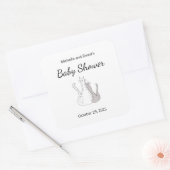 Baby shower Kat Tweeling Illustratie Geslachtsneut Vierkante Sticker (Envelop)