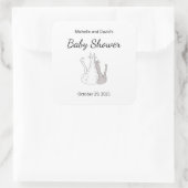 Baby shower Kat Tweeling Illustratie Geslachtsneut Vierkante Sticker (Tas)