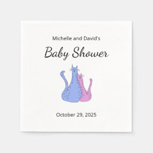 Baby shower Kat Twins Blauw Roze Servet