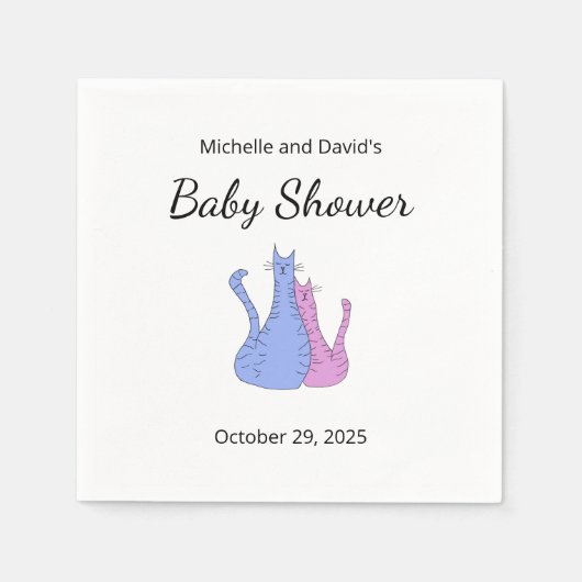 Baby shower Kat Twins Blauw Roze Servet (Voorkant)