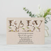 Baby shower Katoen Alfabet Invitation Kaart (Staand voorkant)