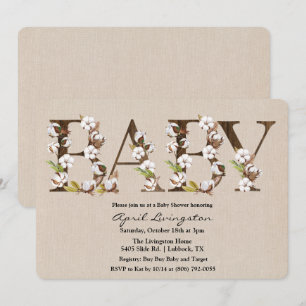 Baby Shower Katoenen Alfabet Uitnodiging