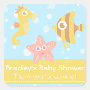 Baby shower: Kawaii cartoon onderwaterwezens Vierkante Sticker