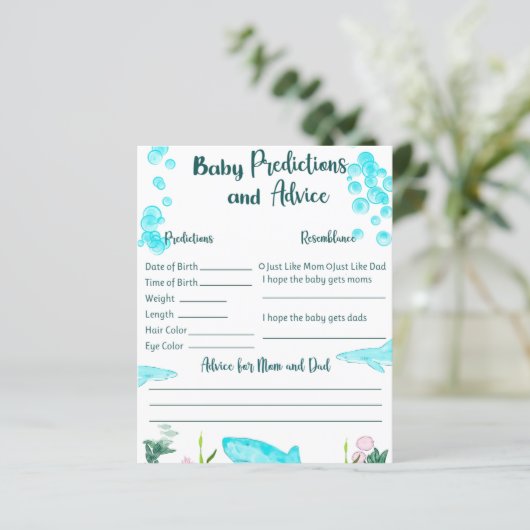 Baby shower Keepsake Kaart Voorspellingen en Advie (Staand voorkant)