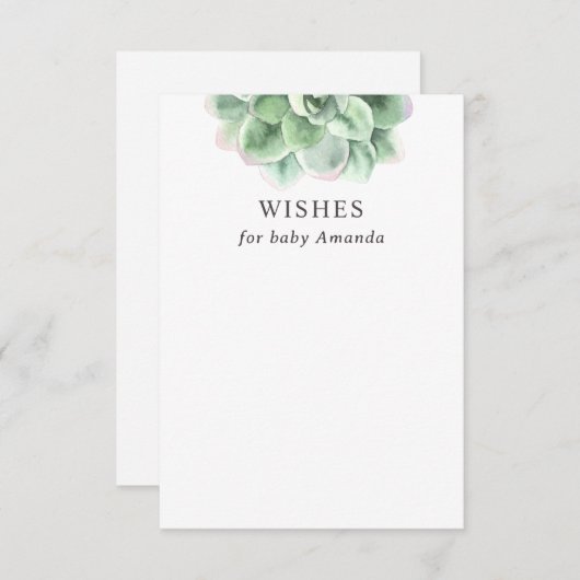 Baby shower Keepsake | Succulent Wensen voor Baby Informatiekaartje (Voorkant / Achterkant)