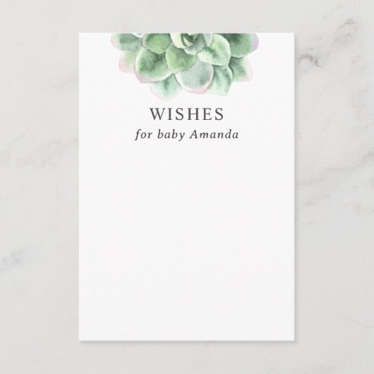 Baby shower Keepsake | Succulent Wensen voor Baby Informatiekaartje