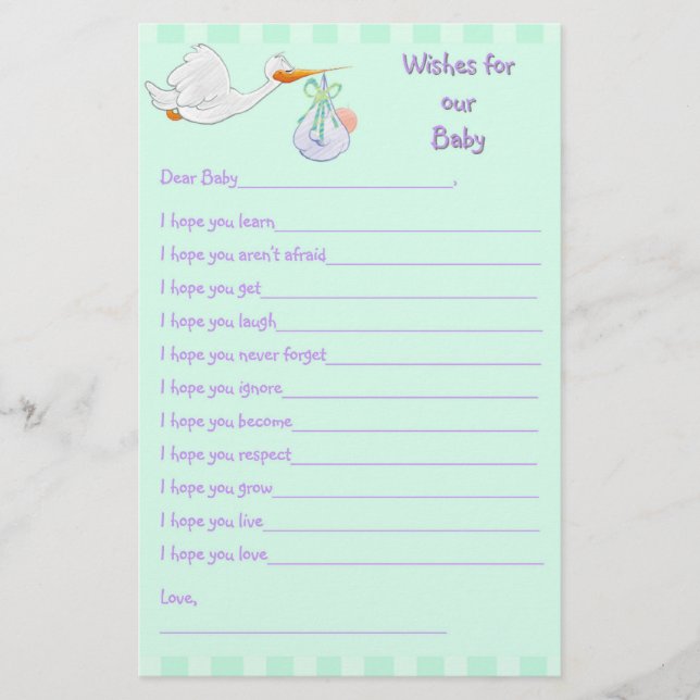 Baby shower Keepslag - wenst Baby (Voorkant)