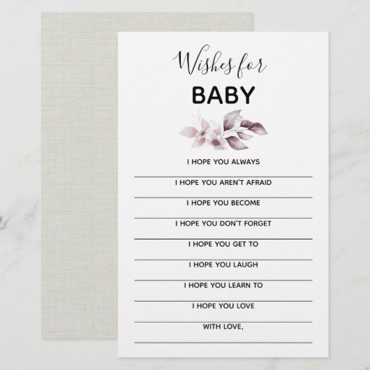 Baby shower Keepslag - wenst Baby (Voorkant / Achterkant)