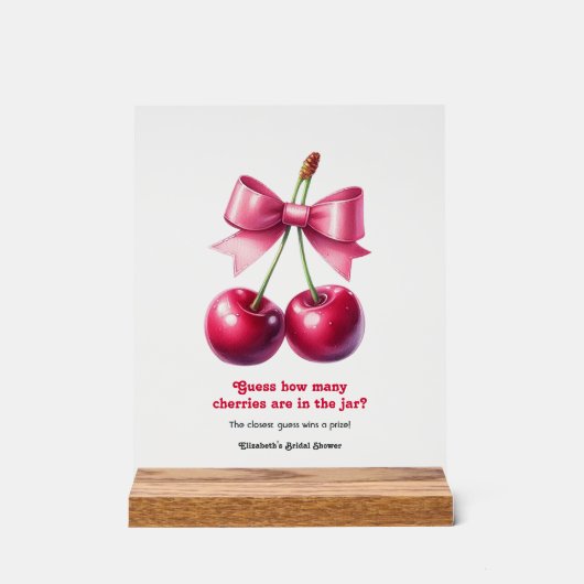 Baby Shower Kersen Raadspel Acryl Bord (Voorkant)