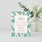 BABY SHOWER | Kerst Mistletoe & Holly Briefkaart (Staand voorkant)