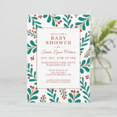 BABY SHOWER | Kerst Mistletoe & Holly Kaart (Staand voorkant)