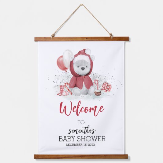Baby shower kerstblad Beer feestdag Hangend Wandkleed (Voorkant)