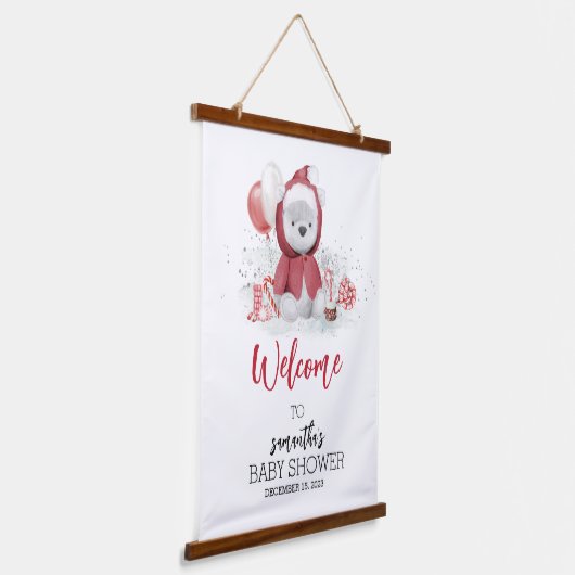Baby shower kerstblad Beer feestdag Hangend Wandkleed (Gebogen)