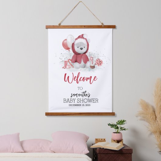 Baby shower kerstblad Beer feestdag Hangend Wandkleed (Slaapkamer)