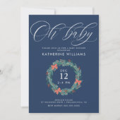 BABY SHOWER | Kerstfeestdag Gingham Wreath Kaart (Voorkant)