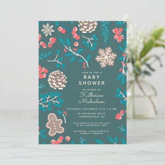 BABY SHOWER | Kerstfeestdagen Kaart (Staand voorkant)