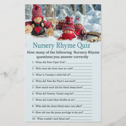 baby shower kerstgnome Nursery Rhyme Quiz (Voorkant)