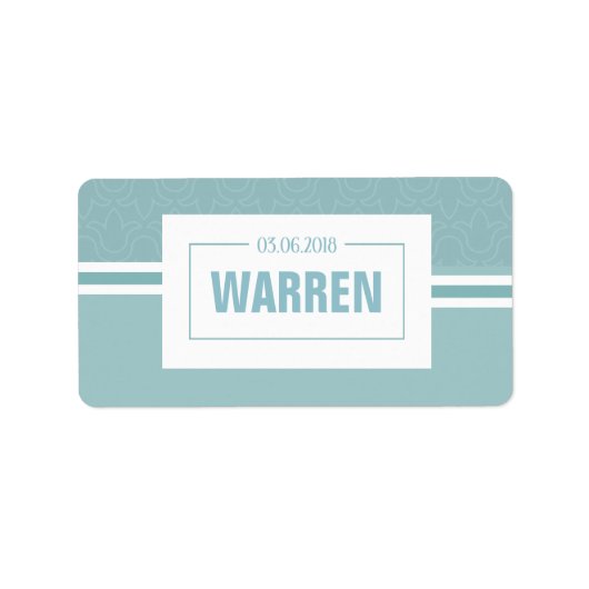 Baby shower, kerstman blauwe date etiket (Voorkant)