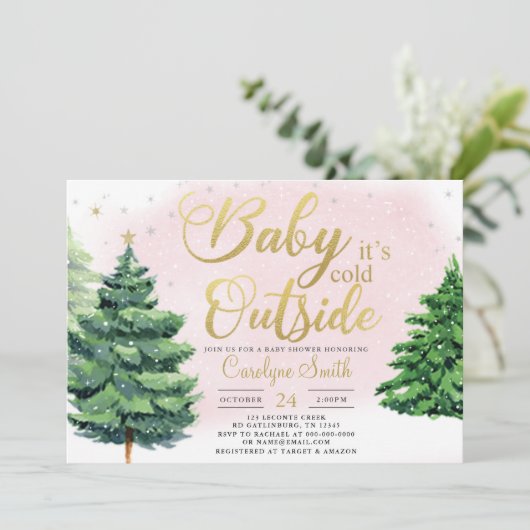 Baby shower kerstmis kaart (Staand voorkant)