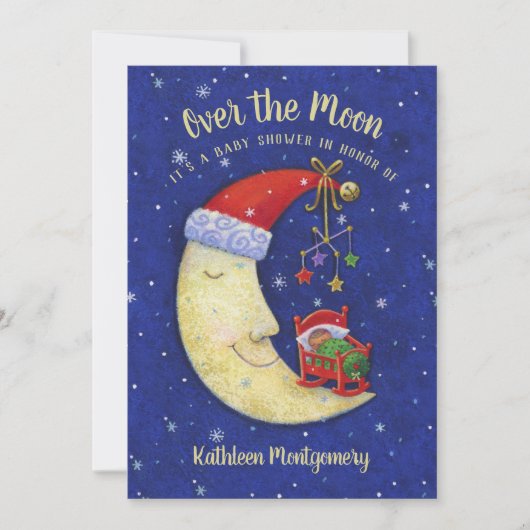 baby shower Kerstmis over de maan Kaart (Voorkant)