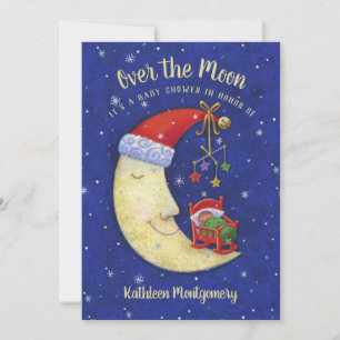 baby shower Kerstmis over de maan Kaart