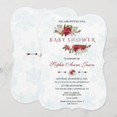 Baby shower kerstmis Poinsettia Snowflakes Kaart (Voorkant / Achterkant)