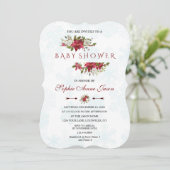 Baby shower kerstmis Poinsettia Snowflakes Kaart (Staand voorkant)