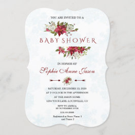 Baby shower kerstmis Poinsettia Snowflakes Kaart