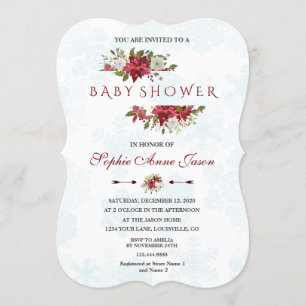 Baby shower kerstmis Poinsettia Snowflakes Kaart