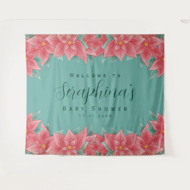 Baby shower kerstmis Poinsettia Wandkleed