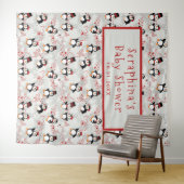 Baby shower kerstpeppermint Penguins Wandkleed (In Situ (horizontaal))