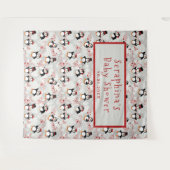 Baby shower kerstpeppermint Penguins Wandkleed (Voorkant (horizontaal))