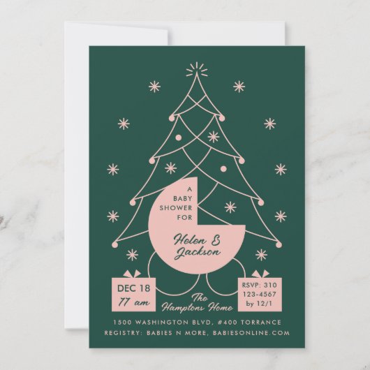 Baby shower kerstverzekering kaart (Voorkant)