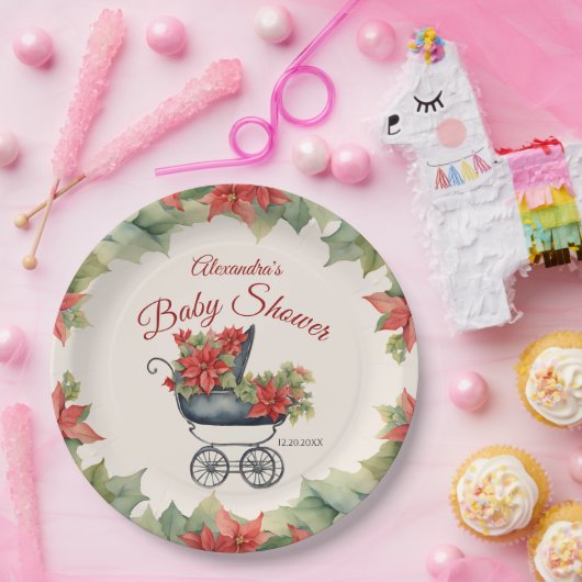 Baby shower kerstverzekering papieren bordje (Feest)