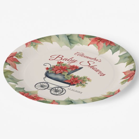 Baby shower kerstverzekering papieren bordje (Gekanteld)