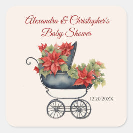 Baby shower kerstverzekering vierkante sticker