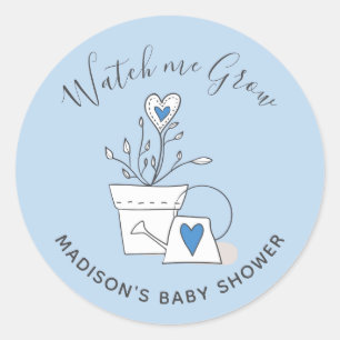 Baby shower Kijk mij Grow Blue Heart Plant Ronde Sticker