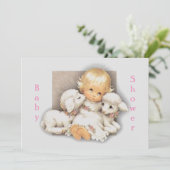 Baby shower Kind met lammeren Kaart (Staand voorkant)