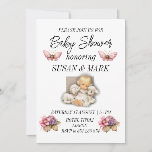 Baby shower Kind met lamsmagneet Kaart (Voorkant)