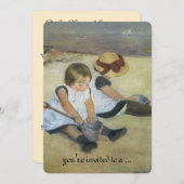 Baby shower, kinderen op strand met Cassatt Kaart (Voorkant / Achterkant)