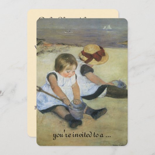 Baby shower, kinderen op strand met Cassatt Kaart (Voorkant / Achterkant)