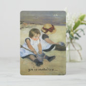 Baby shower, kinderen op strand met Cassatt Kaart (Staand voorkant)