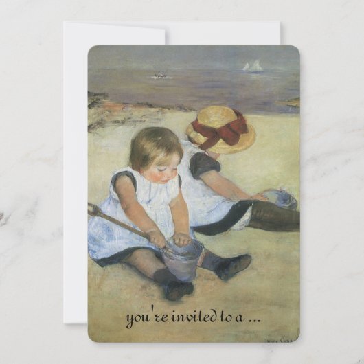 Baby shower, kinderen op strand met Cassatt Kaart (Voorkant)