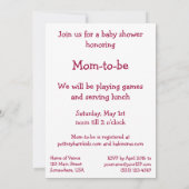  Baby shower, kindermeisje Kaart (Achterkant)