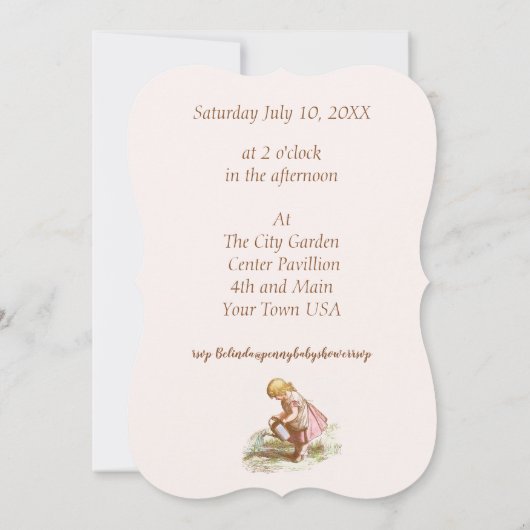 Baby shower kindertekentuin kaart (Achterkant)