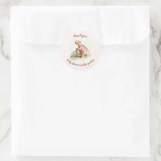 Baby shower  kinderzomertuin ronde sticker (Tas)